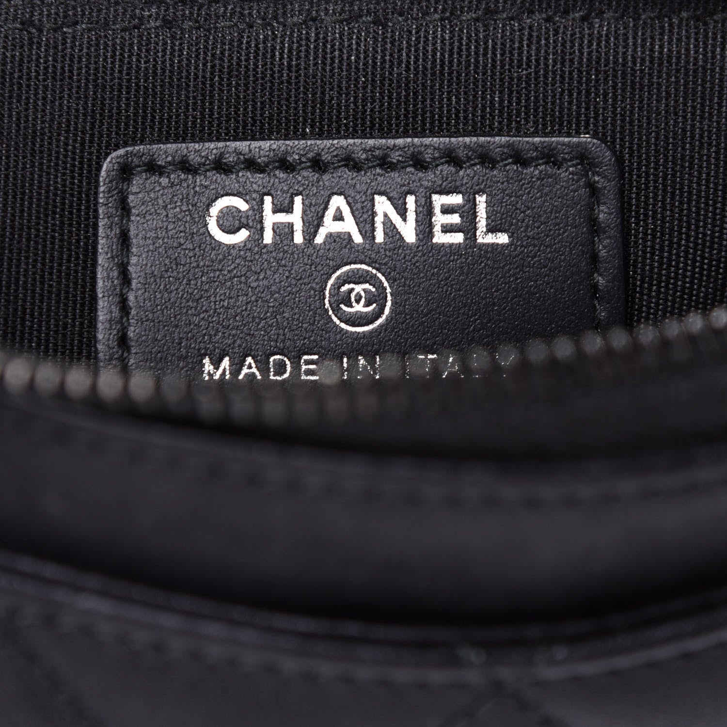 Chanel Crinkled Calfskin Quilted Classic Zip Pouch So Black 6 of 8