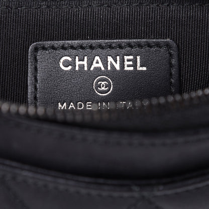 Chanel Crinkled Calfskin Quilted Classic Zip Pouch So Black 6 of 8