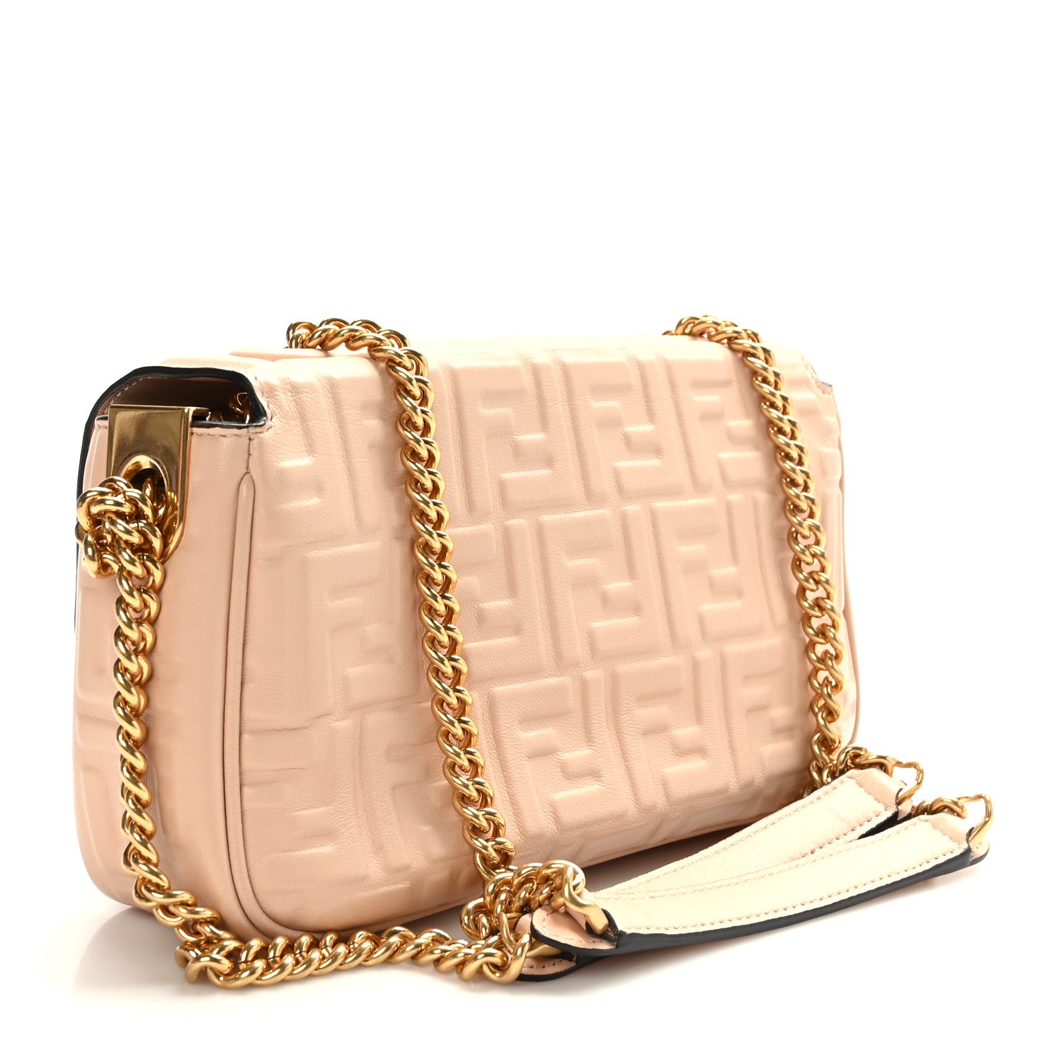 Fendi Nappa Small FF Embossed Midi Chain Baguette Light Rose 3 of 8
