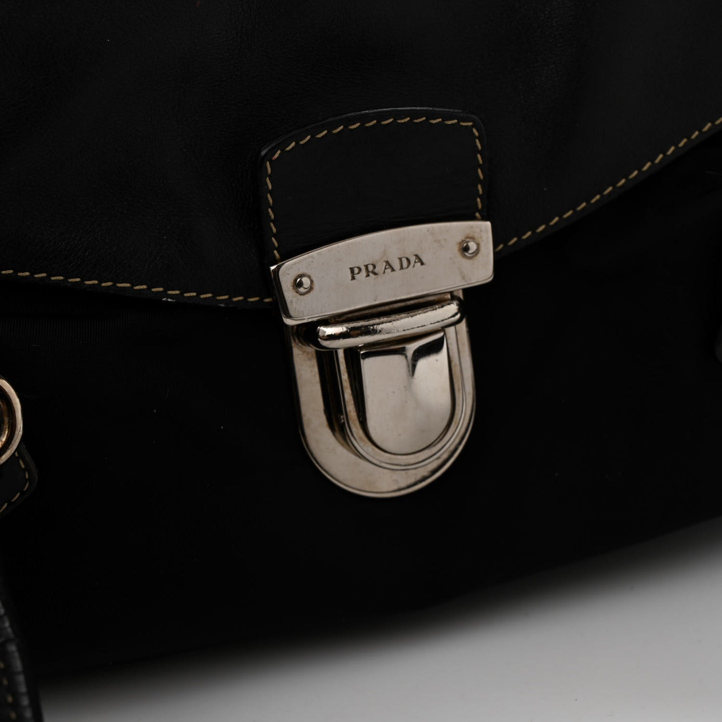 Nylon Royal Calf Easy Foldover Pushlock Satchel Black