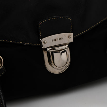 Prada Nylon Royal Calf Easy Foldover Pushlock Satchel Black 11 of 14