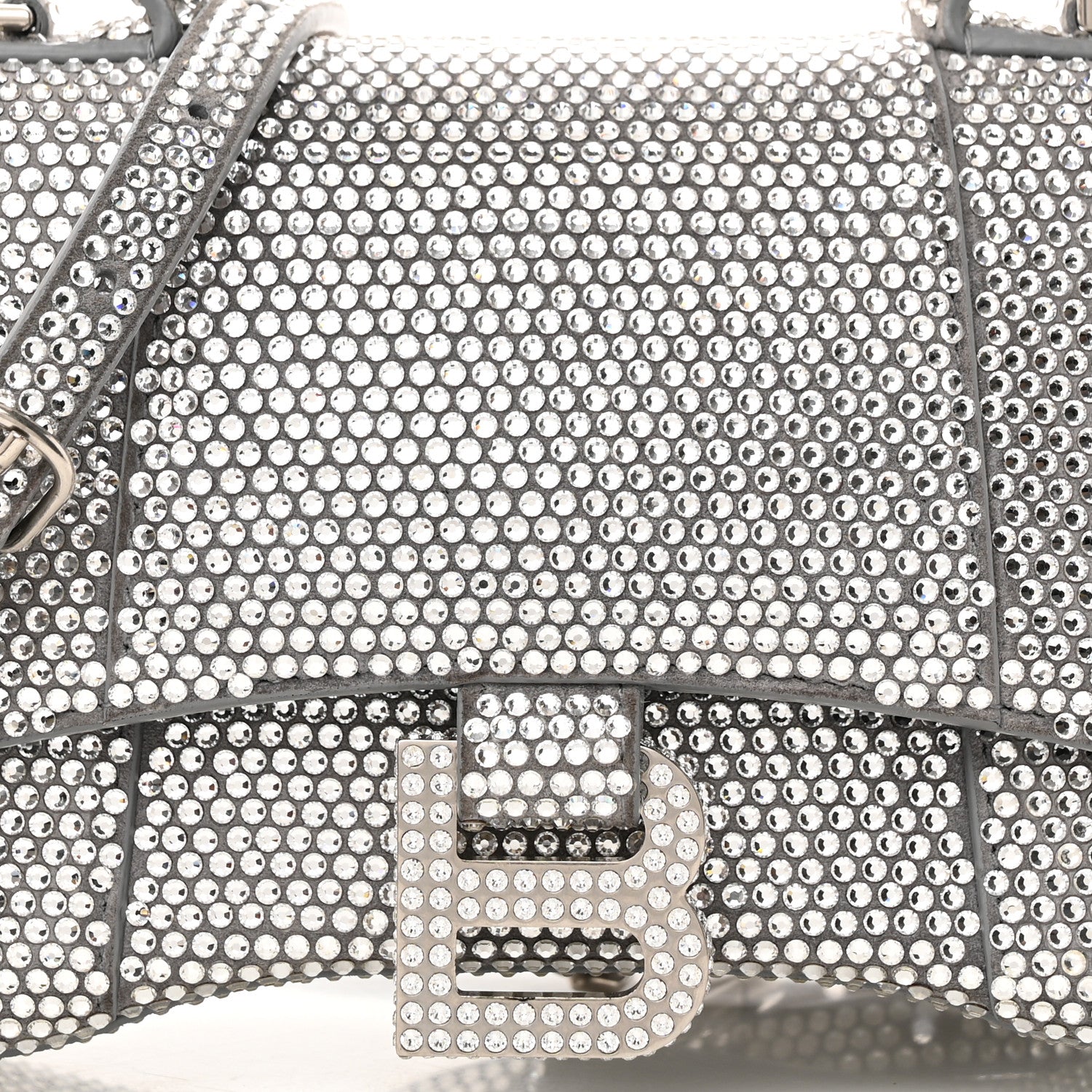 Balenciaga Strass Suede Hourglass Top Handle Bag XS Smoke Grey Crystal 9 of 14