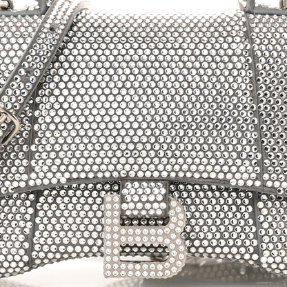 Balenciaga Strass Suede Hourglass Top Handle Bag XS Smoke Grey Crystal 9 of 14