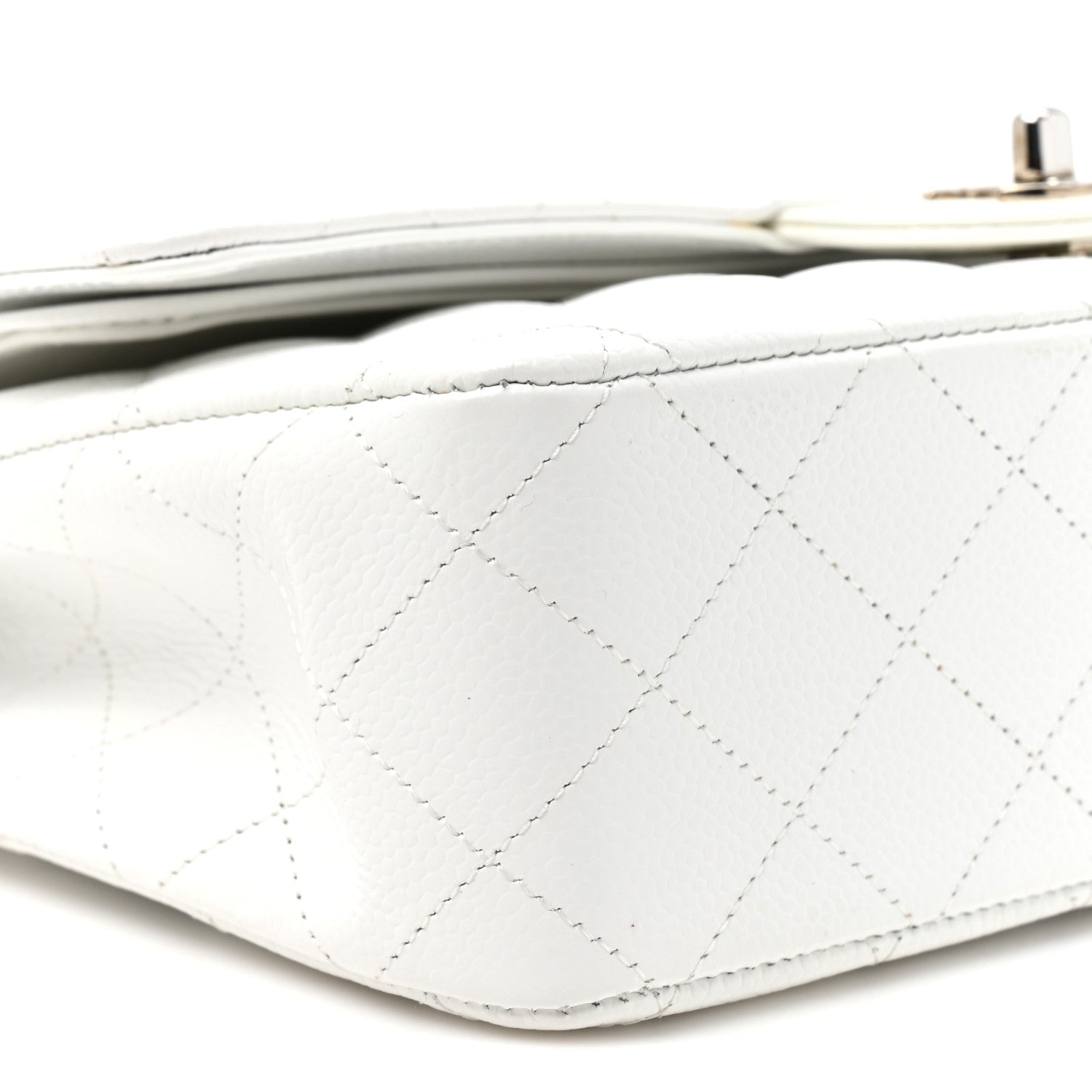 Chanel Caviar Quilted Medium Double Flap White 10 of 13