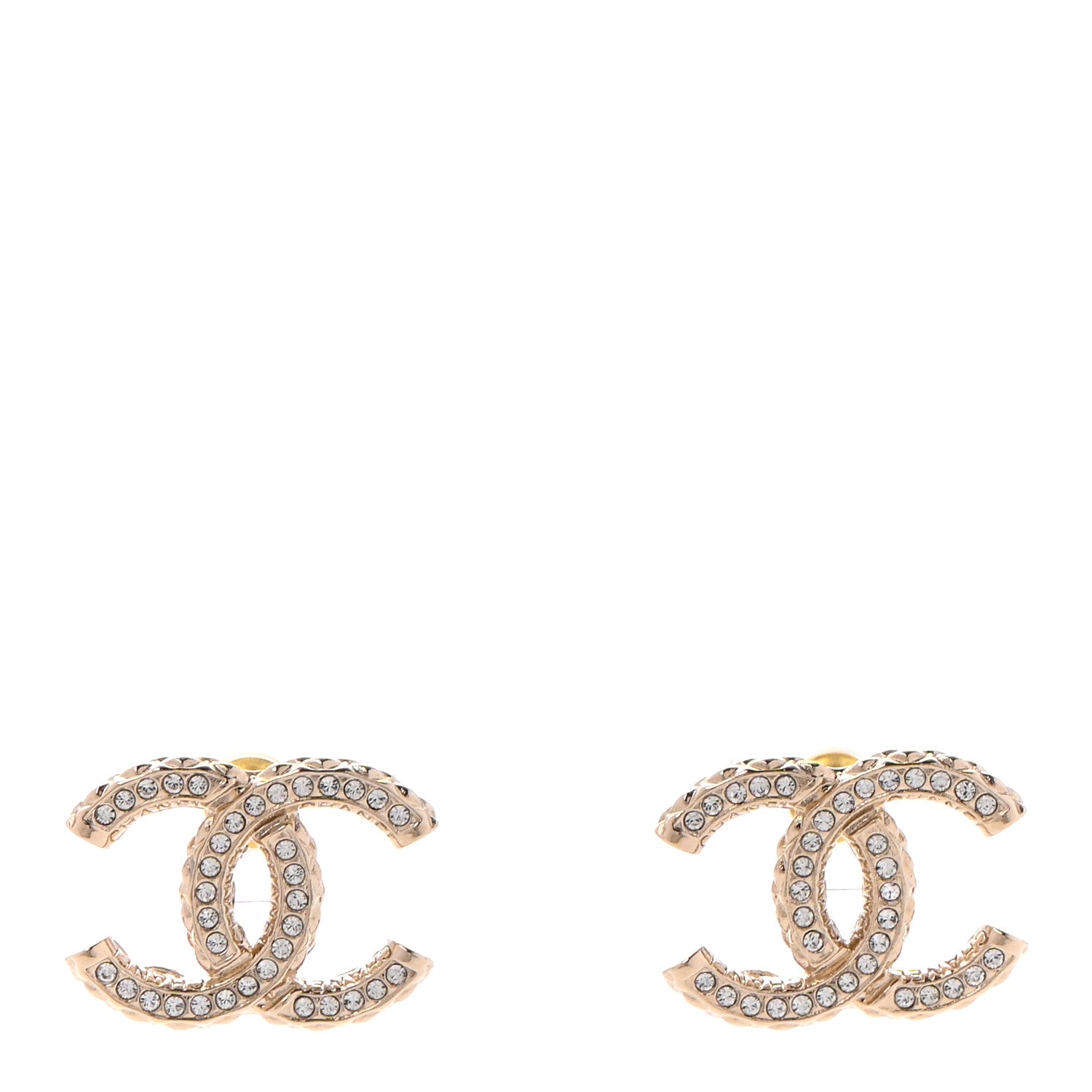 Chanel Crystal CC Earrings Gold 1 of 4