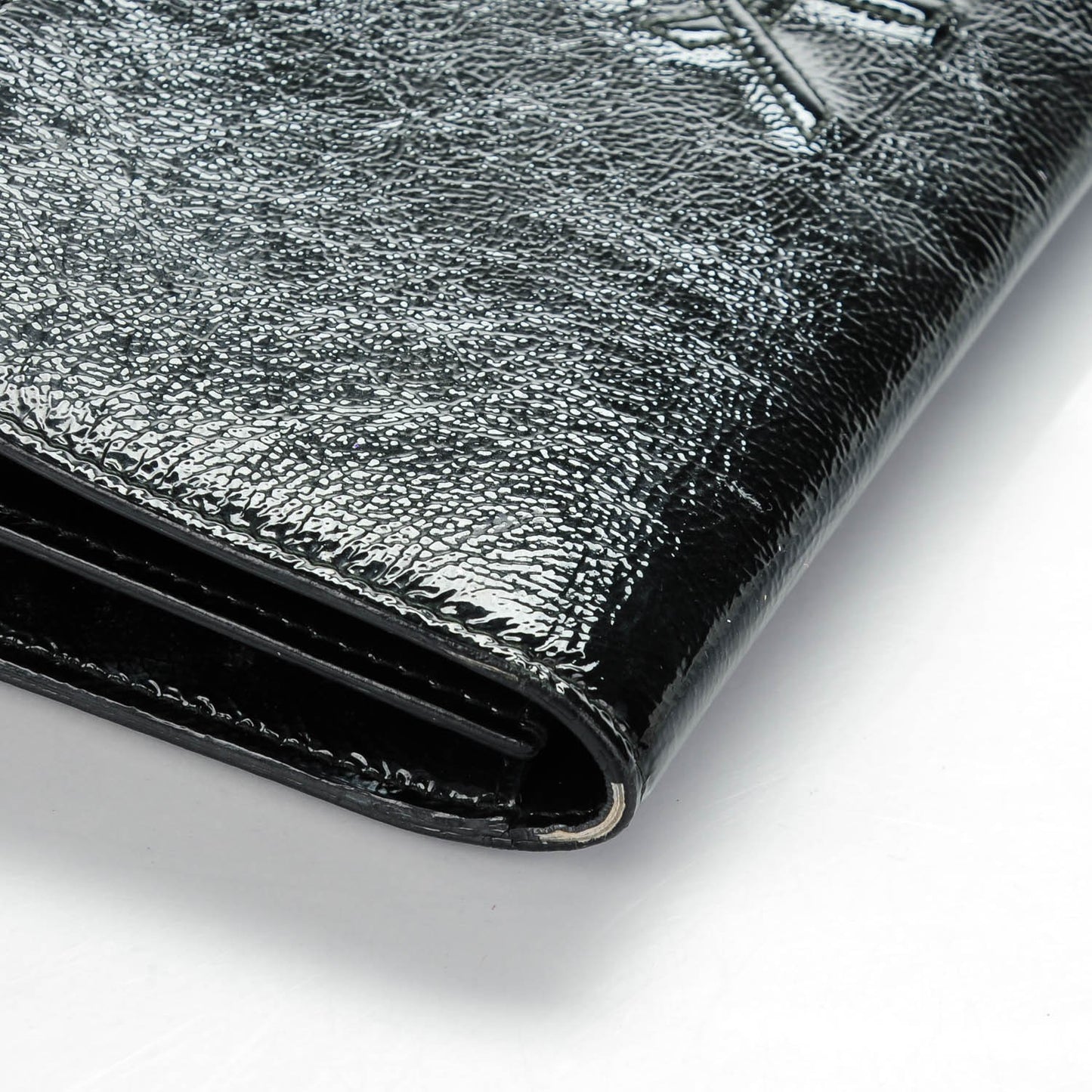 Textured Patent Monogram Large Belle De Jour Clutch Black
