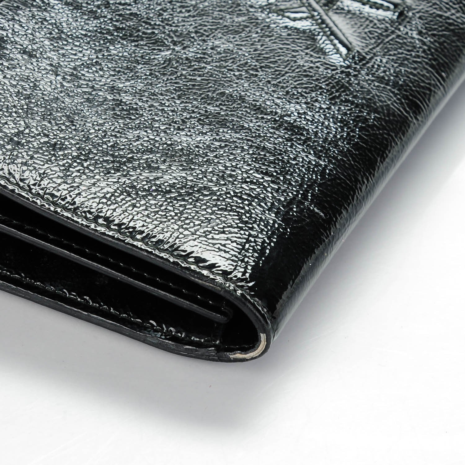 Saint Laurent Textured Patent Monogram Large Belle De Jour Clutch Black 6 of 8