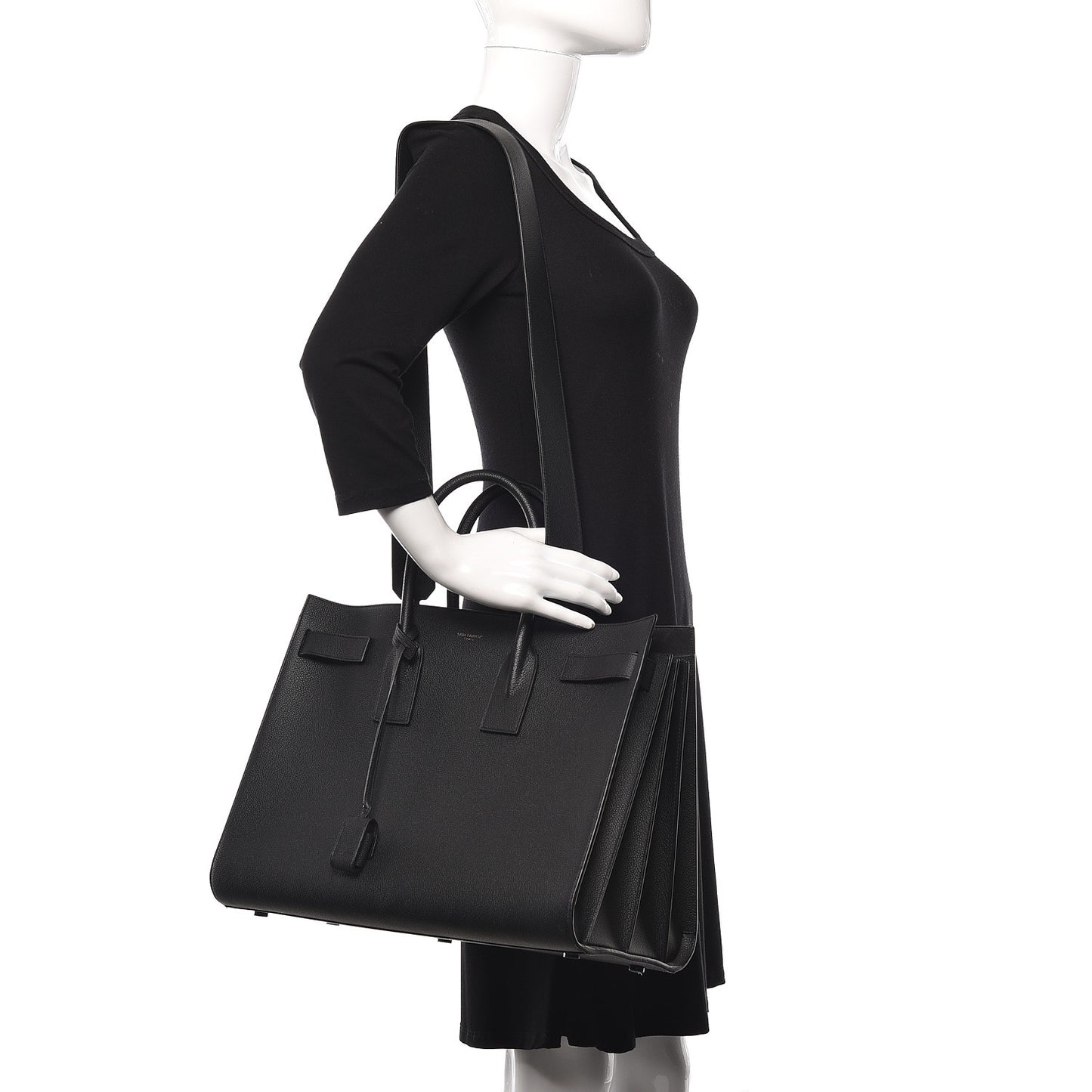 Grained Calfskin Large Sac De Jour Carryall Black