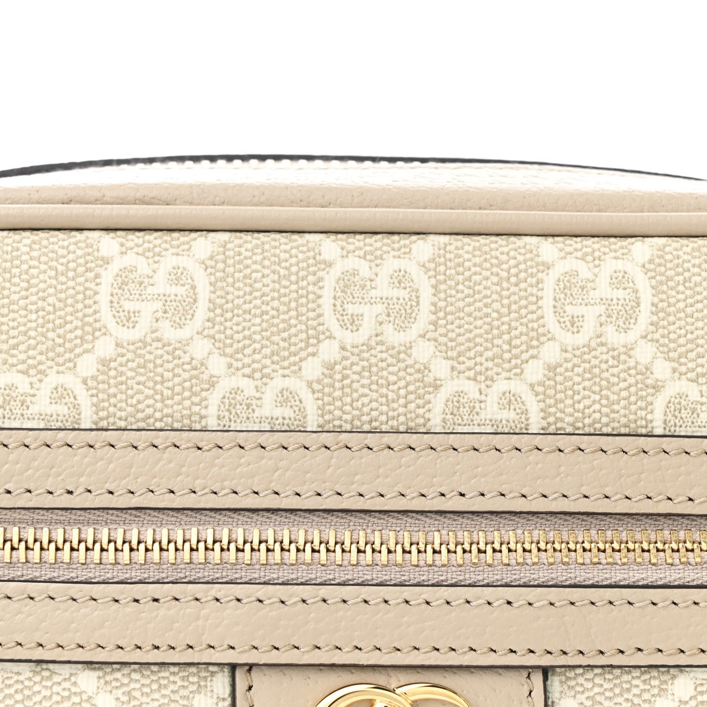 GG Supreme Monogram Textured Dollar Calfskin Mini Ophidia Shoulder Bag Beige Mystic White Oatmeal