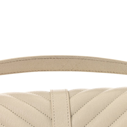 Saint Laurent Sheepskin Matelasse Chevron Monogram Large College Satchel Cream Soft 18 of 18