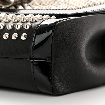 Christian Louboutin Nappa Patent Spikes Small Sweety Charity Crossbody Bag Black Silver 12 of 13