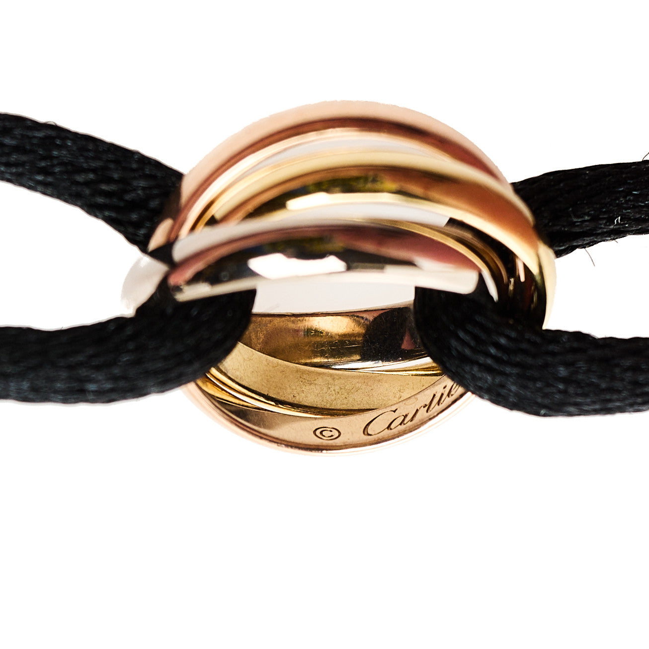 Cartier 18k Pink Yellow White Gold Trinity Adjustable Cord Bracelet Black 5 of 5