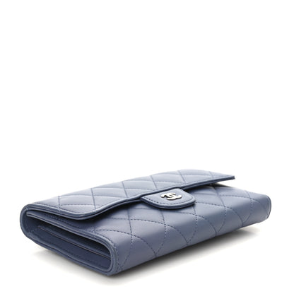 Chanel Lambskin Quilted Large Flap Wallet Blue 4 of 8