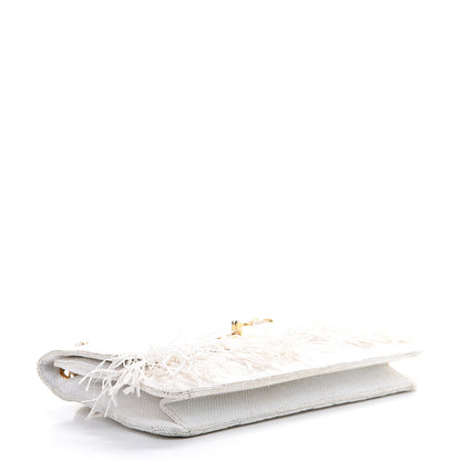 Chanel Woven Raffia Quilted CC Fringe Flap White 3 of 20