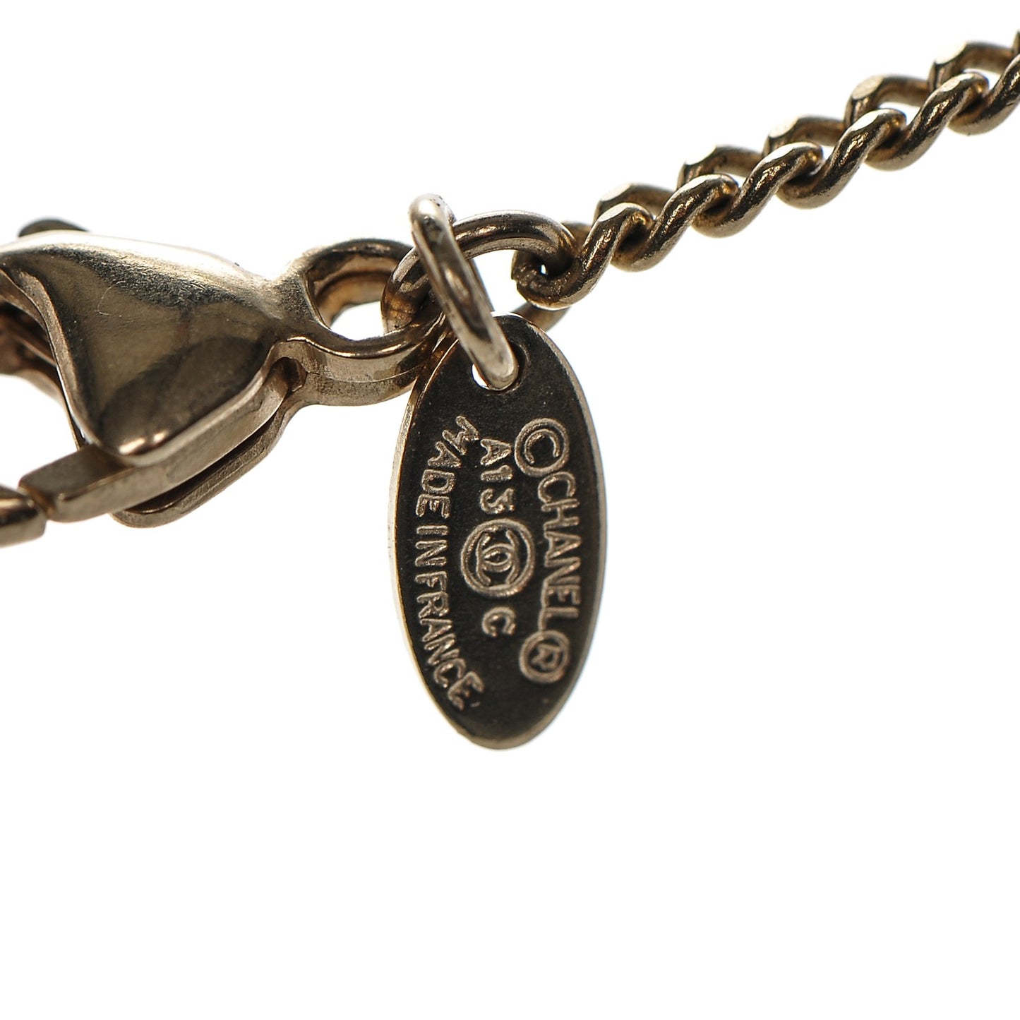 Crystal Enamel CC Necklace Light Gold