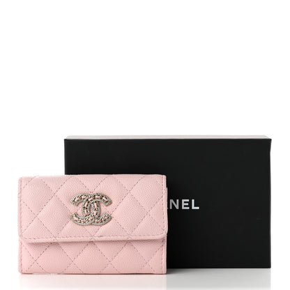 Chanel Caviar Quilted Crystal CC Flap Card Holder Pink 9 of 9