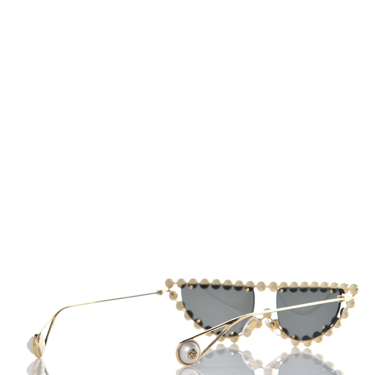 Gucci Metal Pearl Cat Eye Sunglasses GG0364S Gold 4 of 7
