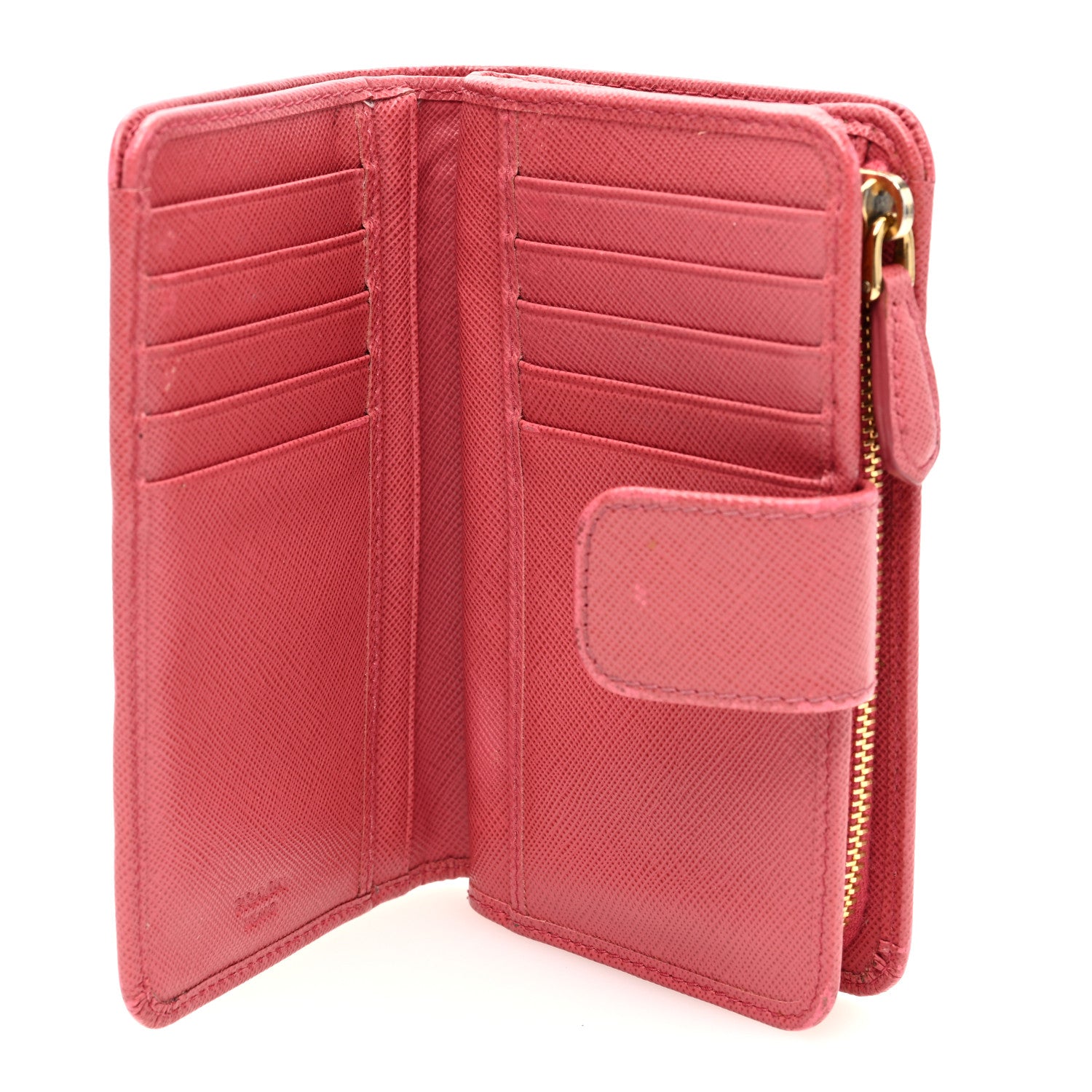 Prada Saffiano Metal Compact Wallet Peonia 5 of 7