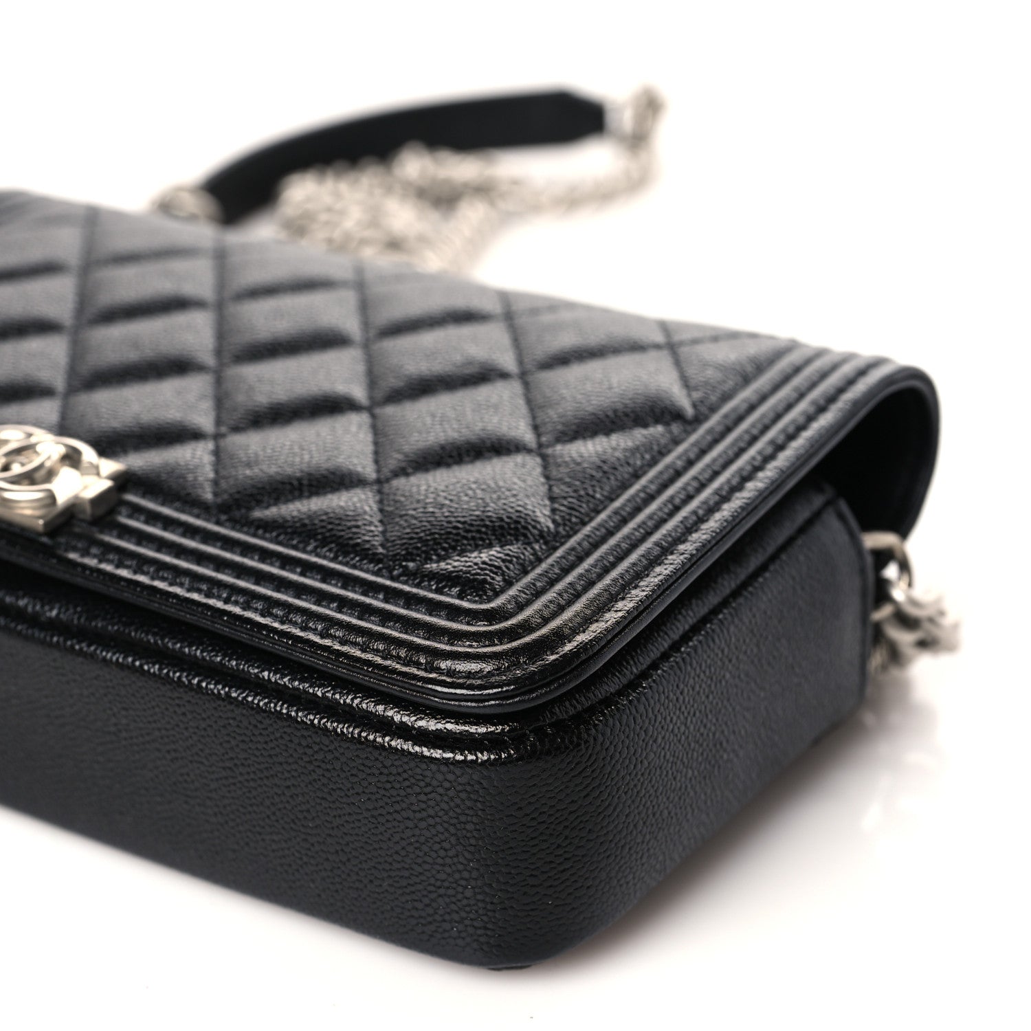 Chanel Caviar Quilted Boy Phone Holder Wallet On Chain Black 11 of 11