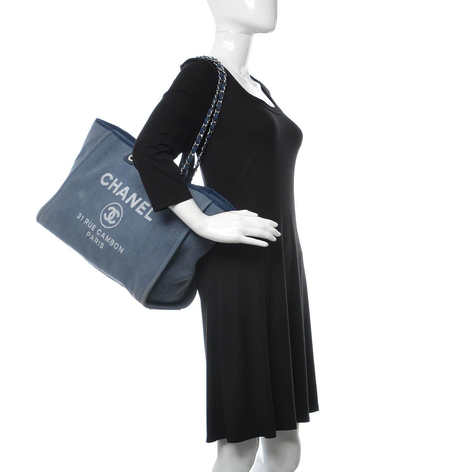 Chanel Canvas Large Deauville Tote Denim Blue 2 of 14