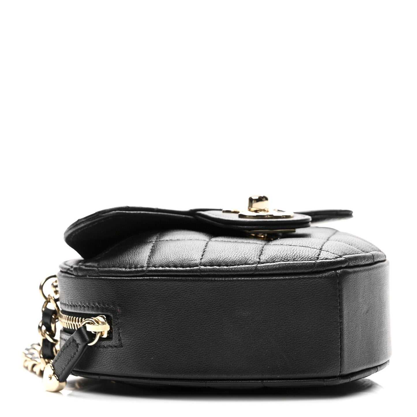 Lambskin Quilted CC In Love Heart Clutch With Chain Black
