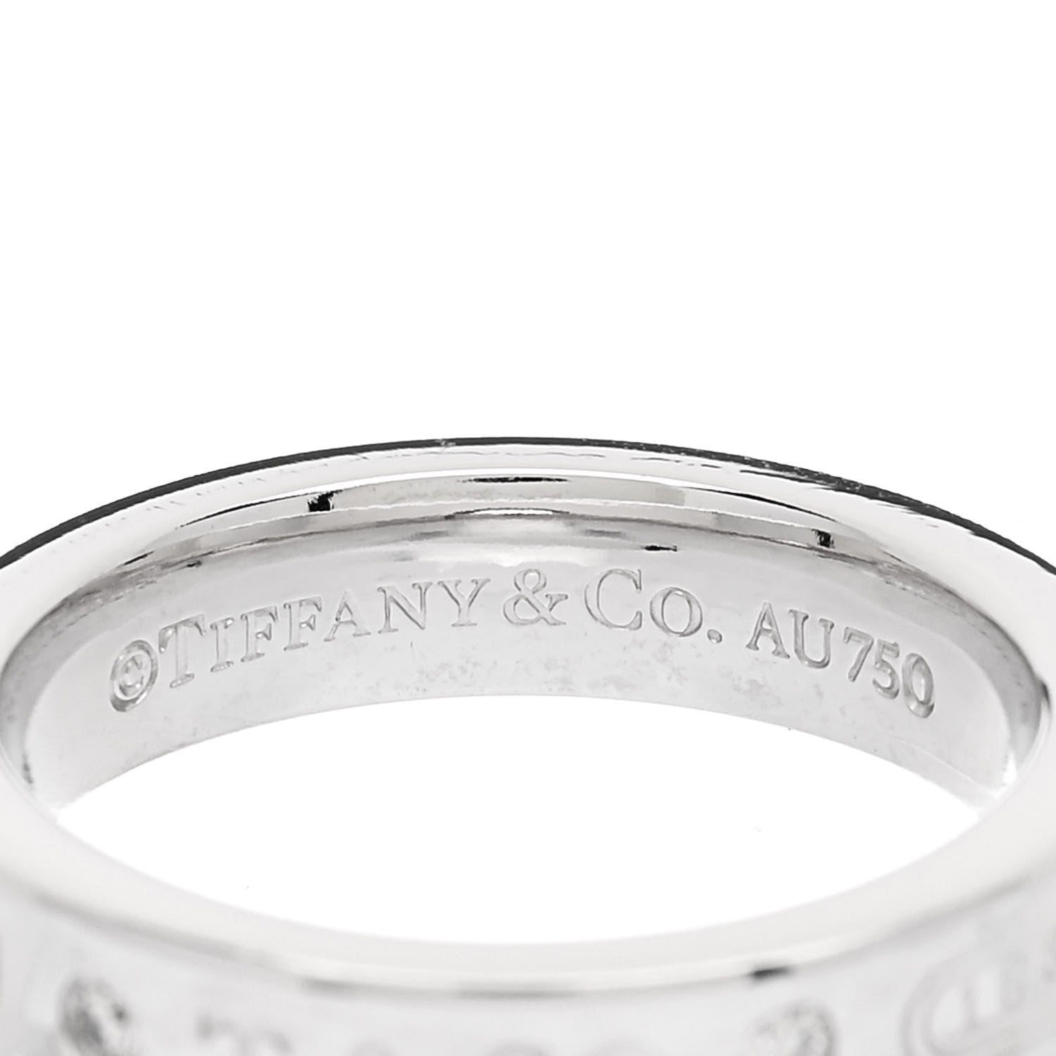 Tiffany 18K White Gold Diamond Narrow 1837 Ring 48 4.5 4 of 4