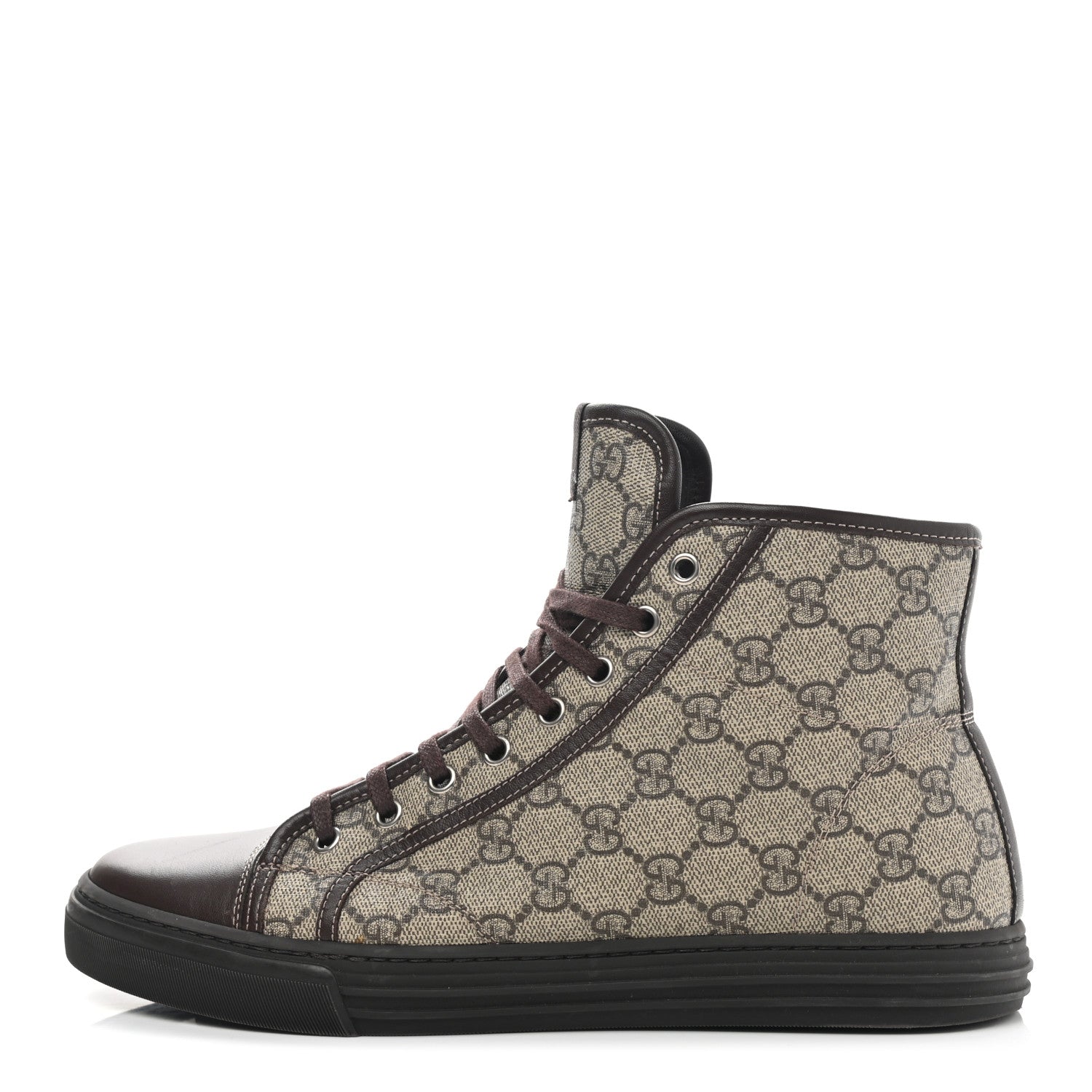 Gucci Monogram Mens High Top Sneaker 8.5 Dark Brown 1 of 10