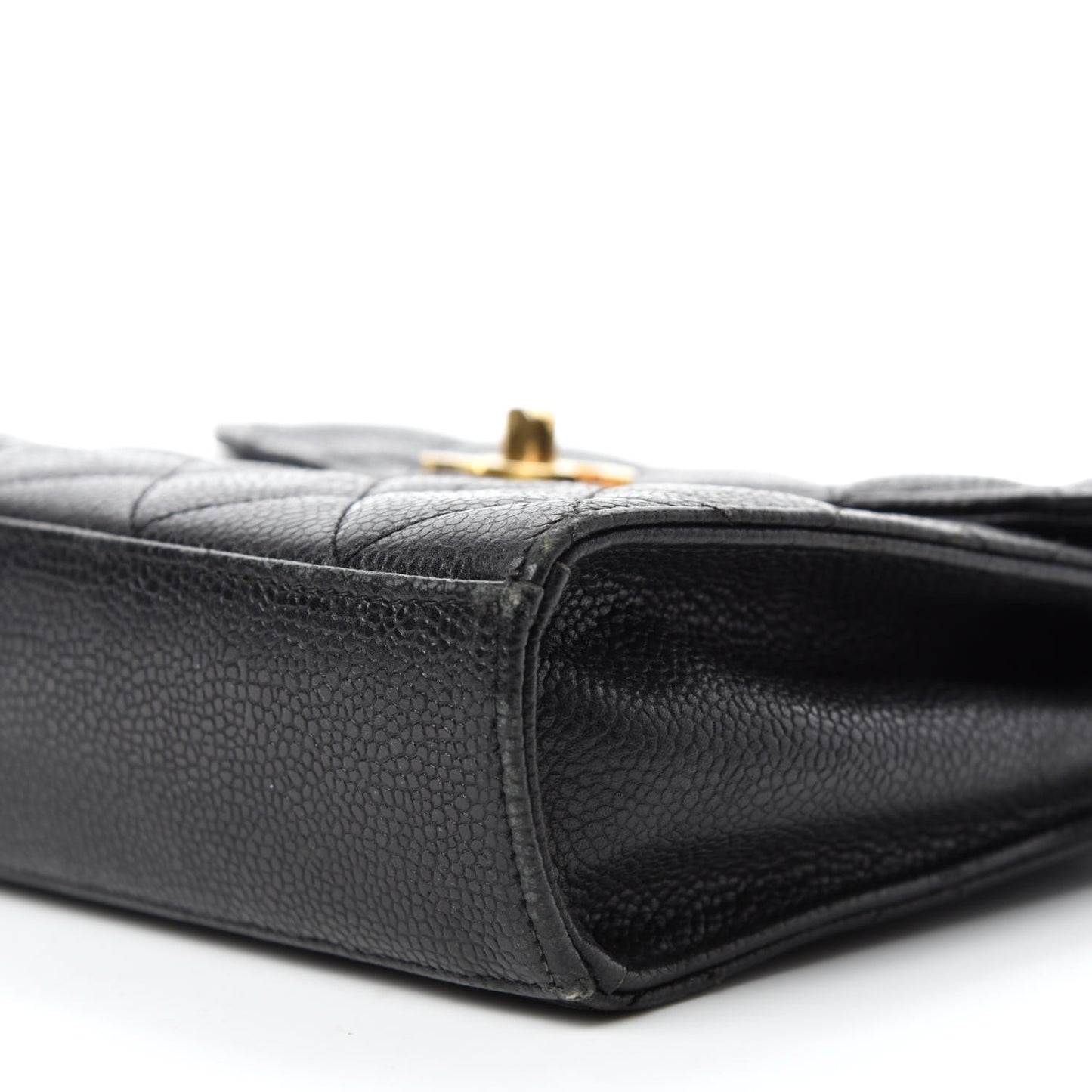 Caviar Quilted Single Flap Shoulder Bag Black