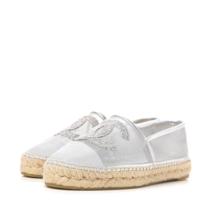 Chanel Mesh Grosgrain CC Espadrilles 36 Silver 3 of 10