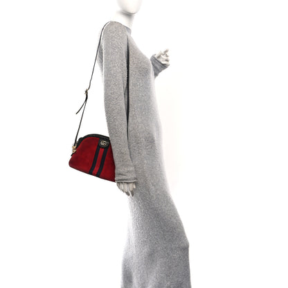 Gucci Suede Patent Web GG Small Ophidia Dome Shoulder Bag Hibiscus Red 2 of 11