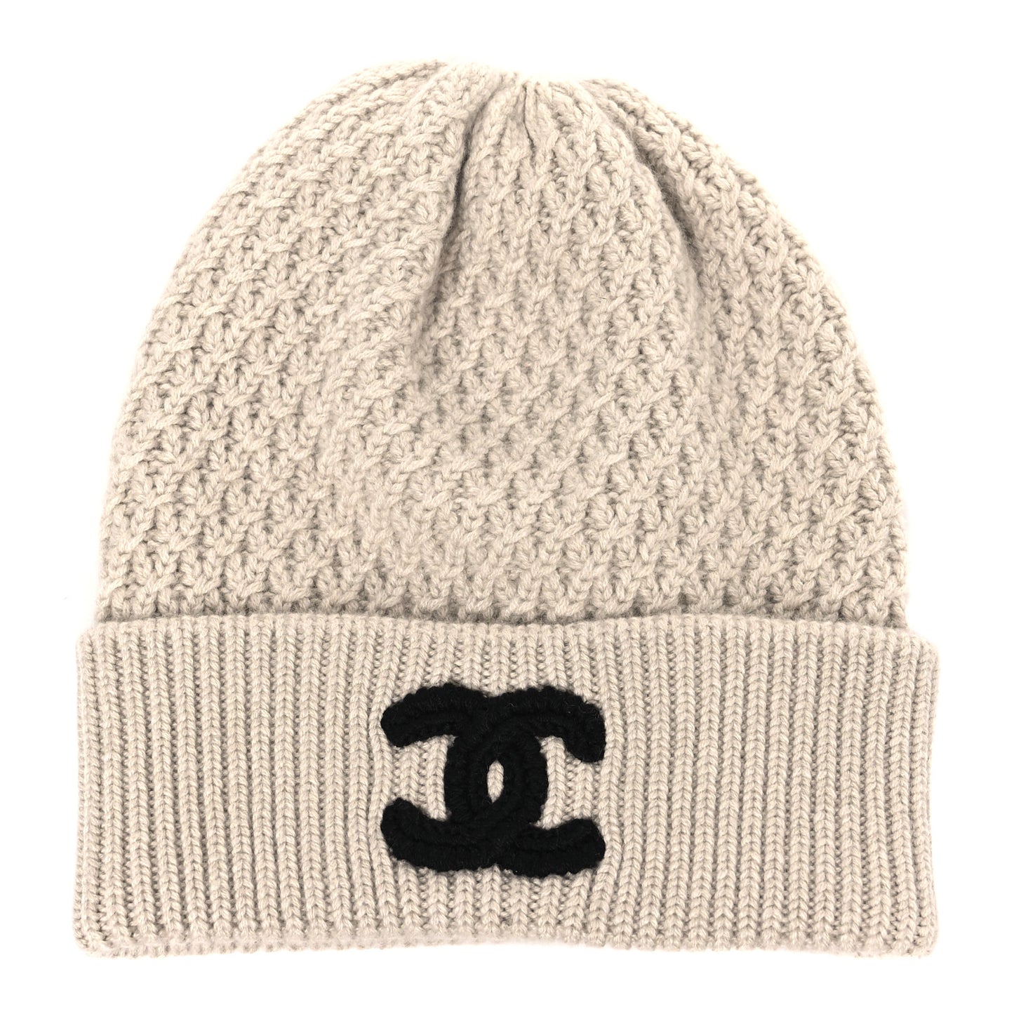 Cashmere CC Beanie Hat Ivory Black