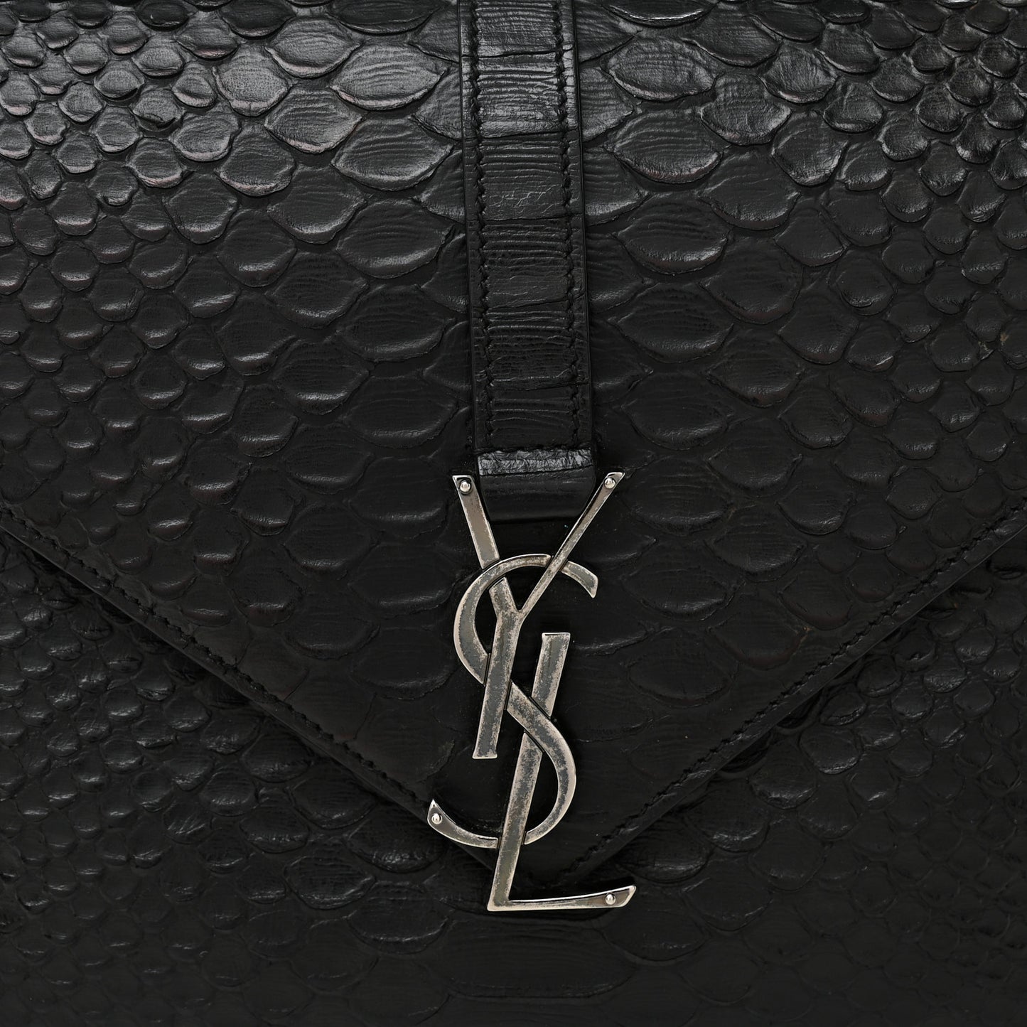 Calfskin Python Embossed Monogram Medium College Bag Black