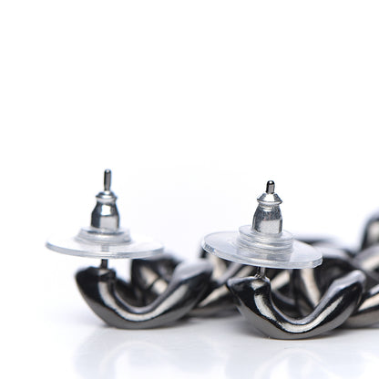 Chanel Metal CC Pick Drop Earrings Ruthenium 2 of 2
