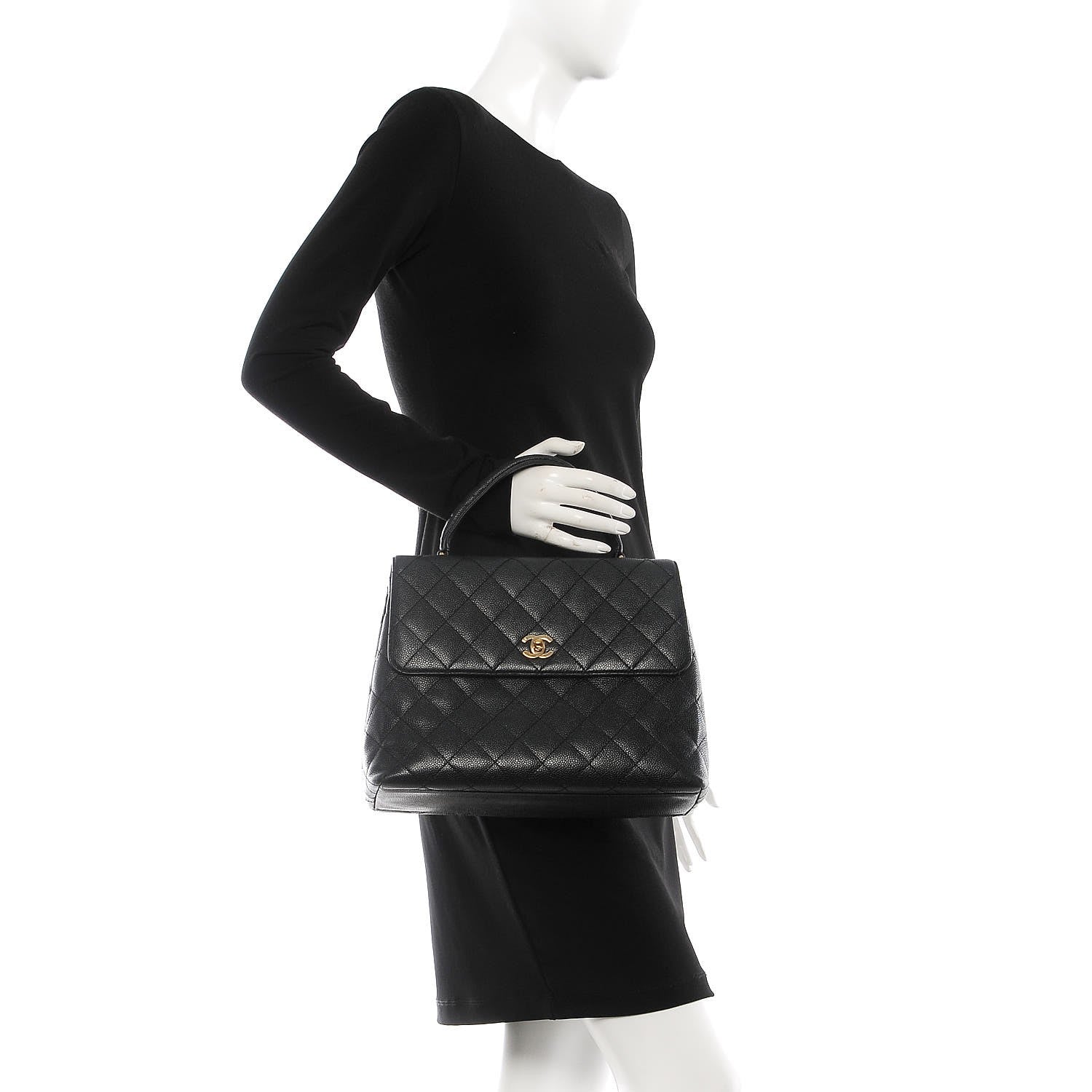 Chanel Caviar Quilted Jumbo Kelly Flap Black 2 of 14