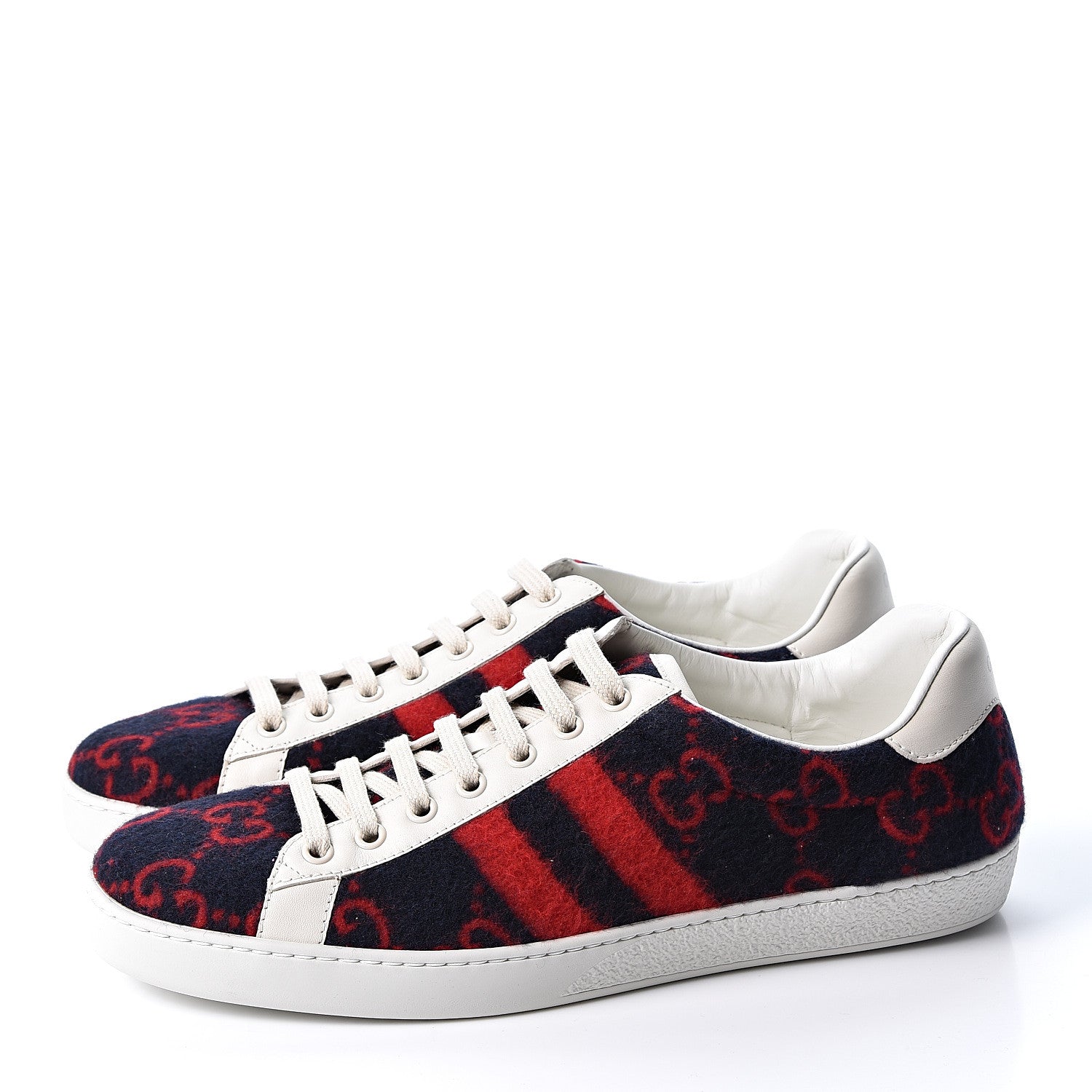 Gucci Covered Wool Big GG Monogram Mens Sneakers 8.5 Blue Red Mystic White 3 of 11