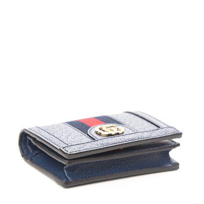Gucci Textured Calfskin Web Ophidia Card Case Blue Agata 3 of 7