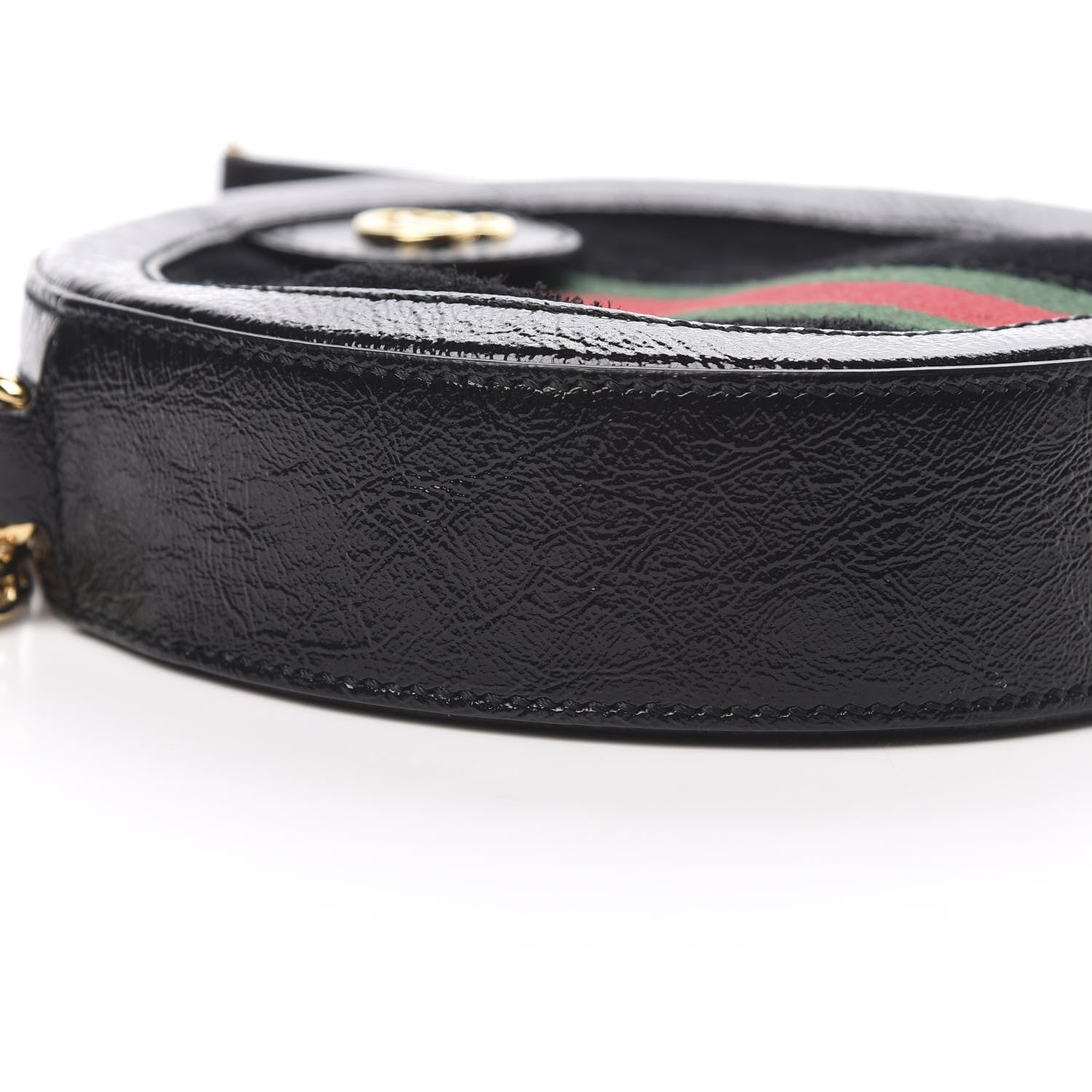 Gucci Suede Patent Web Mini Ophidia Round Shoulder Bag Black 9 of 11