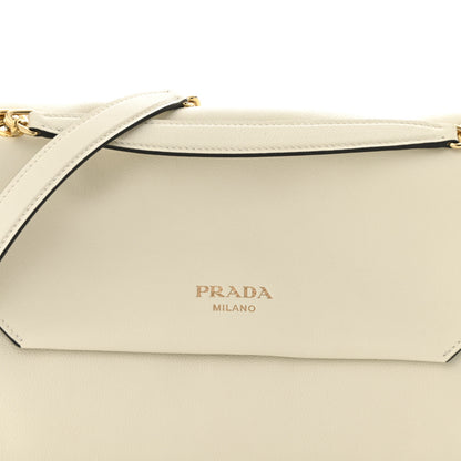 Prada Soft Grain Calfskin Medium Doux Shoulder Bag White 8 of 12