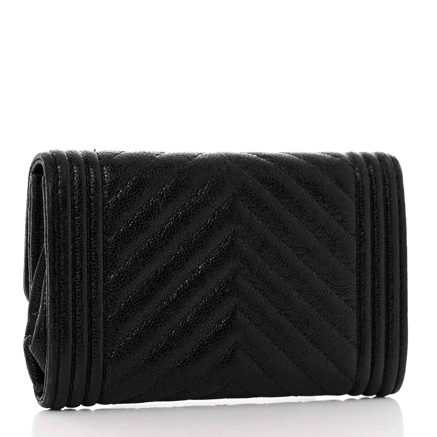 Chanel Caviar Chevron Quilted Boy Flap Card Holder Black 3 of 9