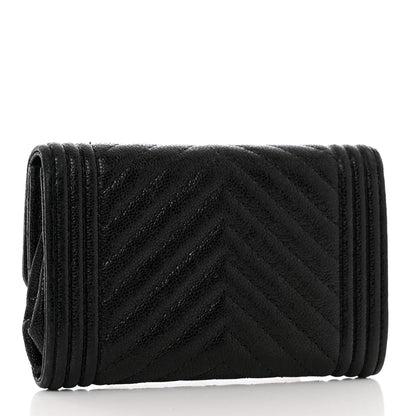 Chanel Caviar Chevron Quilted Boy Flap Card Holder Black 3 of 9