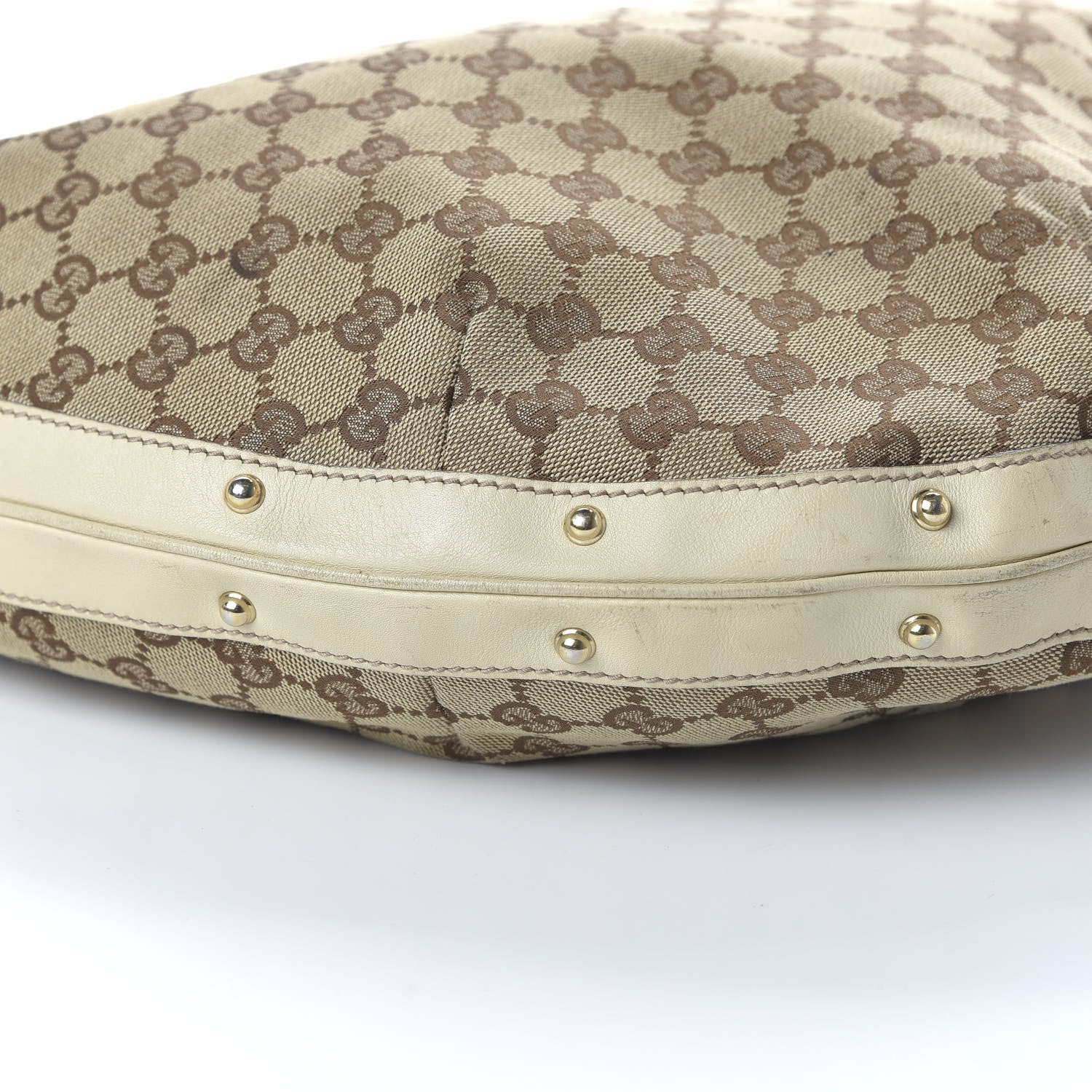 Gucci Monogram Large Biba Studded Hobo Off White 6 of 10