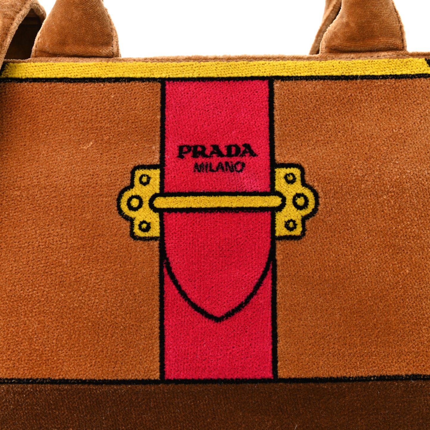 Velluto Ricamo Cahier Tote Bag Cammello