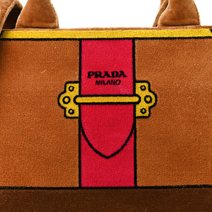 Prada Velluto Ricamo Cahier Tote Bag Cammello 7 of 9