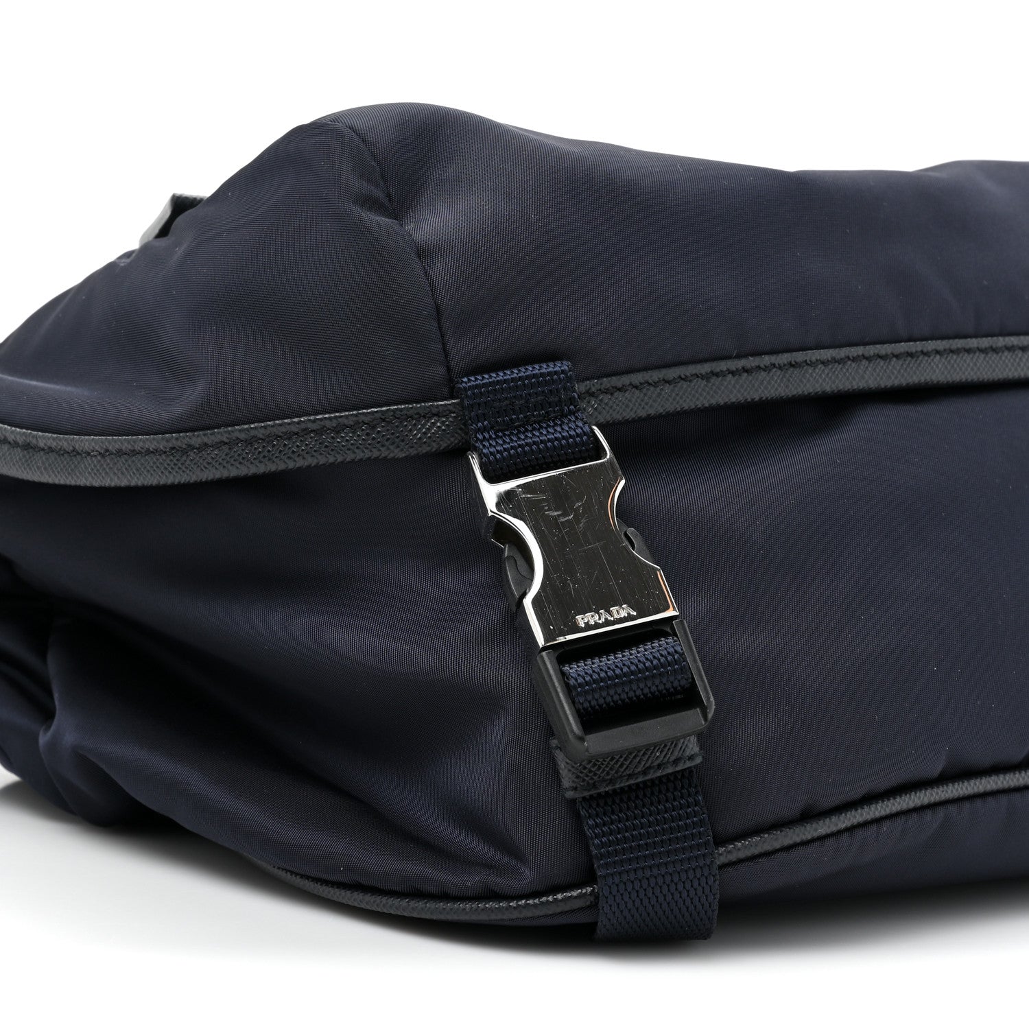 Prada Re-Nylon Saffiano Double Snap Buckle Zip Flap Shoulder Bag Bleu 10 of 12