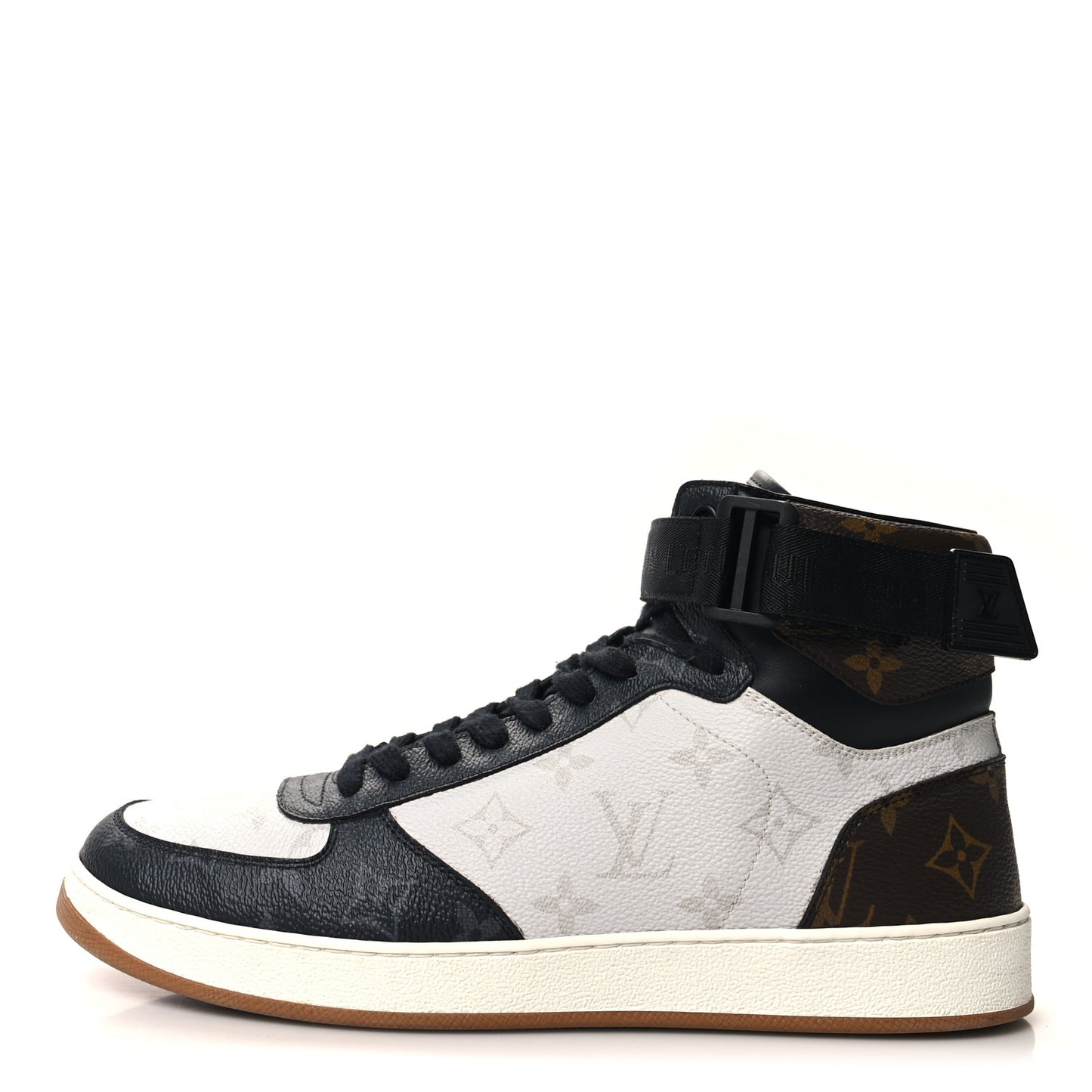 Calfskin Monogram Mens Rivoli High Top Sneakers 8 Black