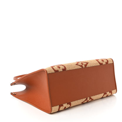 Louis Vuitton Raffia Calfskin Monogram Giant Onthego GM Tan 4 of 9