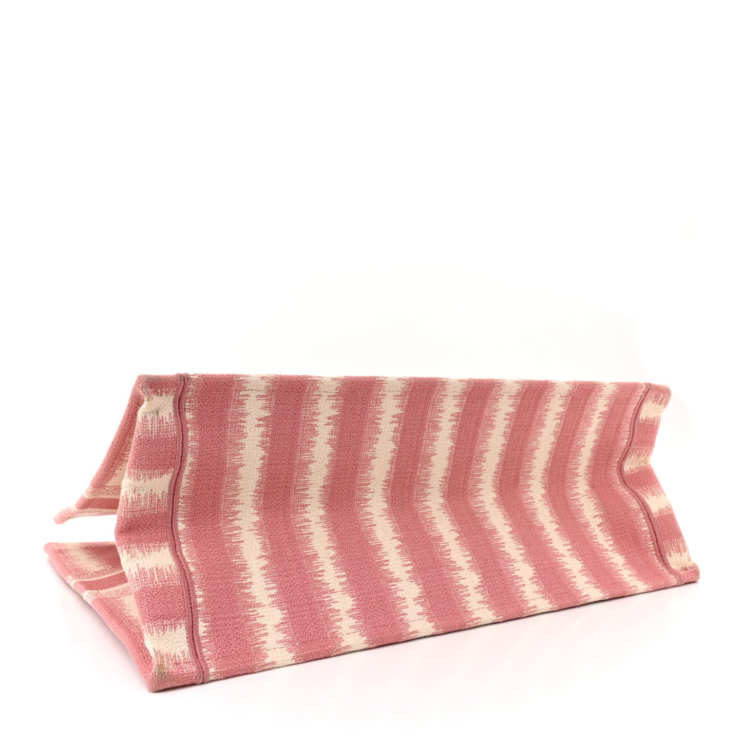 CHRISTIAN DIOR Canvas Embroidered Large Striped Book Tote Pink