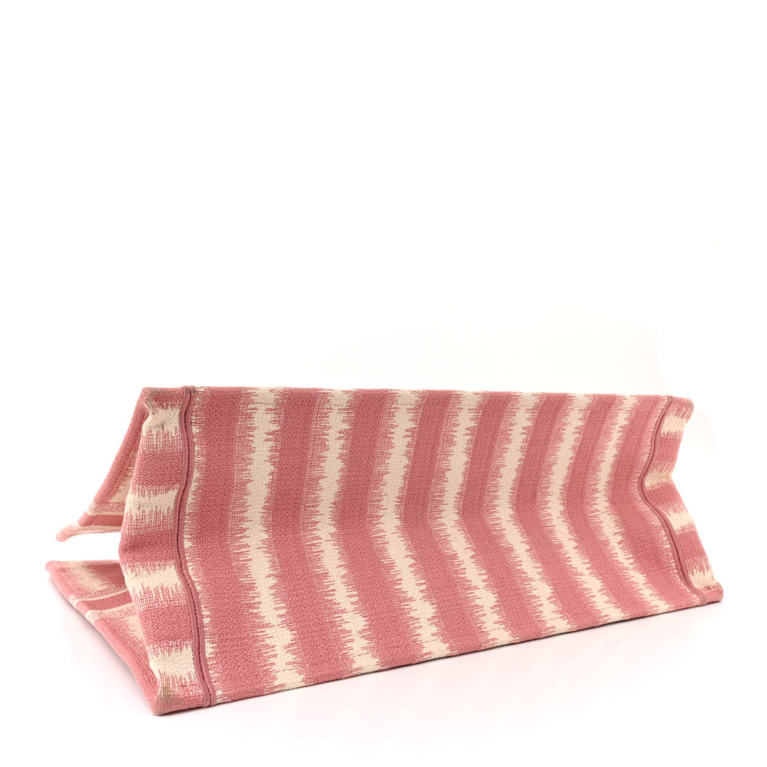 Christian Dior CHRISTIAN DIOR Canvas Embroidered Large Striped Book Tote Pink 4 of 15