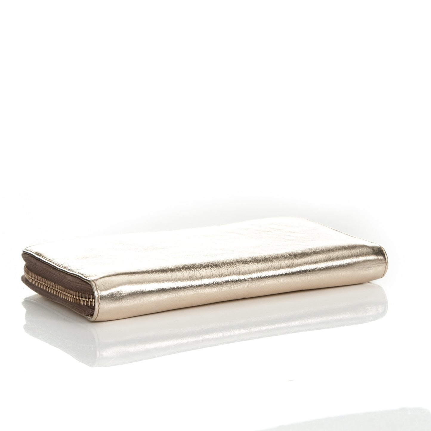 Metallic Calfskin Belle De Jour Zip Around Wallet Gold