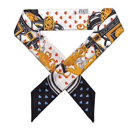 Hermes Silk Brides de Gala Love Twilly Creme Vieil Or Black 1 of 6